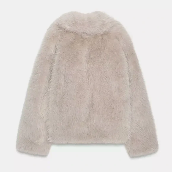 New ZARA Short Faux Fur Toggle Coat - Picture 9 of 10